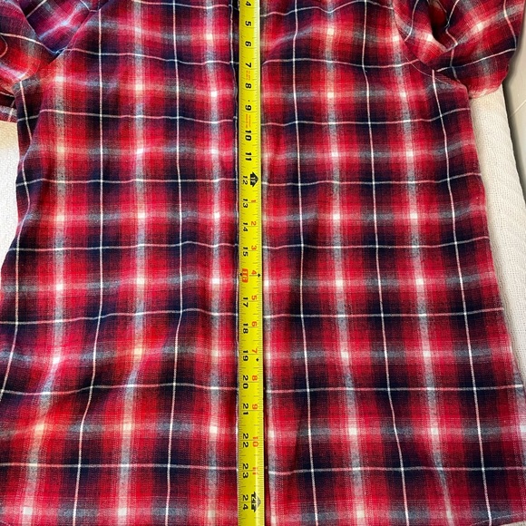 Hint of Mint Red Plaid Button Down Shirt Light Flannel & Lace - Picture 11 of 12